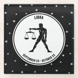 Dessous-de-verre En Verre Signe Zodiac Libra, Dessous de verre en verre noir