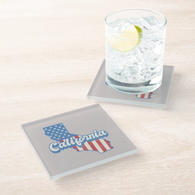 Dessous-de-verre En Verre Silhouette California Stars & Stripes (Incliné)