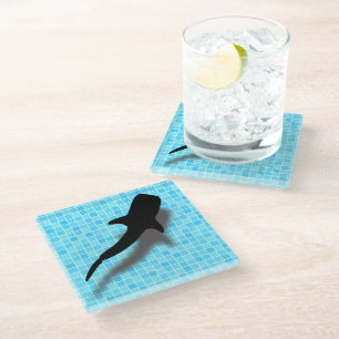 Dessous-de-verre En Verre Silhouette requin baleine dans la piscine