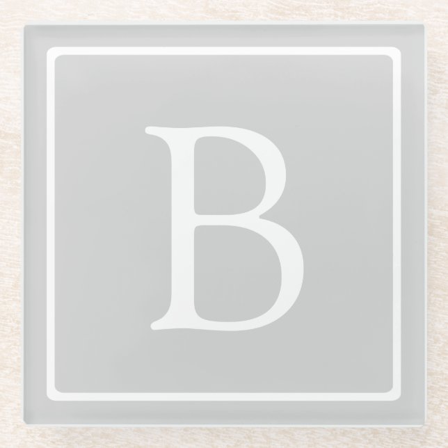 Dessous-de-verre En Verre Simple Light Grey monogram (Devant)