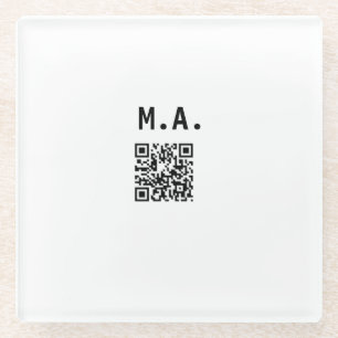 DESSOUS-DE-VERRE EN VERRE SIMPLE MINIMUM.CUTIE ADD NAME Q R CODE SCAN THROW