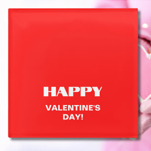 Dessous-de-verre En Verre Simple White Clean Joyeux Valentines Jour   Rouge 