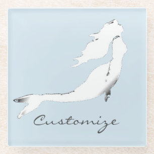 Dessous-de-verre En Verre Sirène blanche sous-marine nageant Thunder_Cove