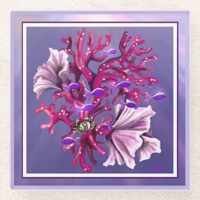 Dessous-de-verre En Verre Sirène de l'Océan Violet  (Devant)