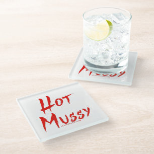 Dessous-de-verre En Verre SlipperyJoe's hot mussy audacieux texte rouge vif 