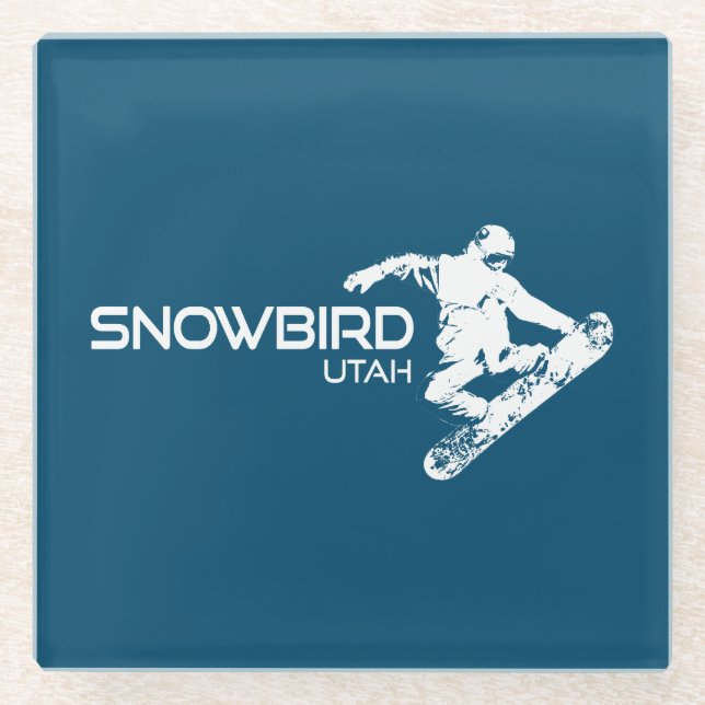 Dessous-de-verre En Verre Snowbird Utah Snowboardeur (Devant)
