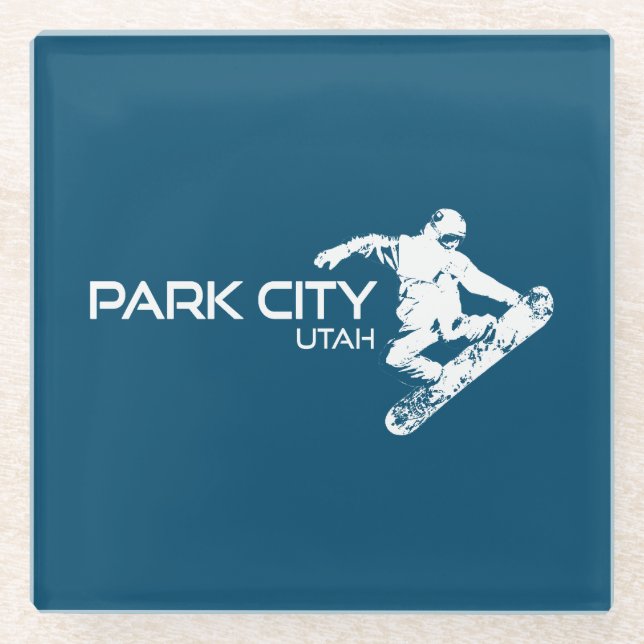 Dessous-de-verre En Verre Snowboardeur Park City Utah (Devant)