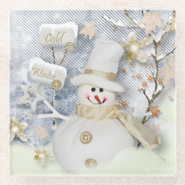 Dessous-de-verre En Verre Snowman (Devant)