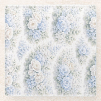Dessous-de-verre En Verre Soft Blue White Watercolor Floral Elegant Romantic