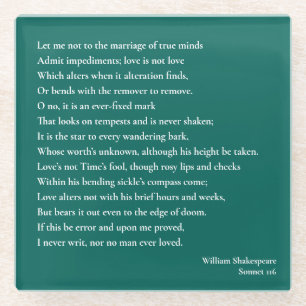 Dessous-de-verre En Verre Sonnet 116Laissez-moi ne pas parler du mariage des