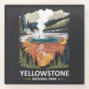 Dessous-de-verre En Verre Source chaude du parc national de Yellowstone