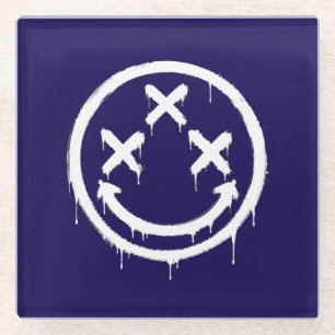 Dessous-de-verre En Verre Sourire Graffiti aux Yeux Triple X