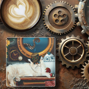 Dessous-de-verre En Verre Sous-marin à thé pour chat victorien steampunk à l