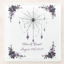 Sous-verre de mariage gothique Floral Romance somb
