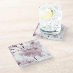 Dessous-de-verre En Verre Sous-verre en verre à motif floral monogramme élég