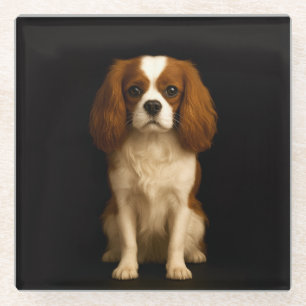 Dessous-de-verre En Verre Sous-verre en verre noir 4 Luxe, Cavalier King Cha