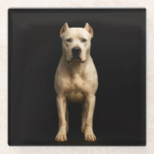 Dessous-de-verre En Verre Sous-verre en verre noir 4 Luxe, Dogo Argentino au