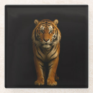 Dessous-de-verre En Verre Sous-verre en verre noir 4 Luxe, Noble Tiger