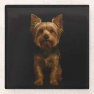 Dessous-de-verre En Verre Sous-verre en verre noir 4 Luxe, Yorkshire Terrier