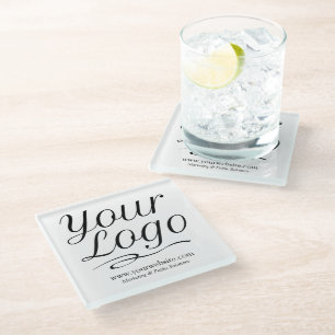 Dessous-de-verre En Verre Sous-verre en verre personnalisé carré avec le log