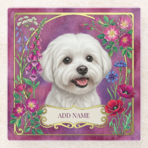 Dessous-de-verre En Verre Sous-verre en verre rose personnalisé pour chien m
