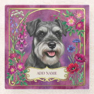 Dessous-de-verre En Verre Sous-verre personnalisé Schnauzer sel et poivre ro