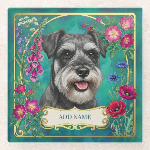 Dessous-de-verre En Verre Sous-verre personnalisé schnauzer sel et poivre sa