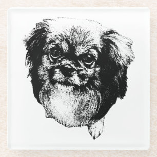 Dessous-de-verre En Verre Sous-verre pour Épagneul Tibétain – Art canin mono