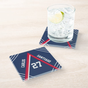 Dessous-de-verre En Verre Sports inspirés rouge et bleu