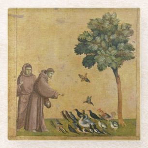 Dessous-de-verre En Verre St Francis d'Assisi prêchant aux oiseaux