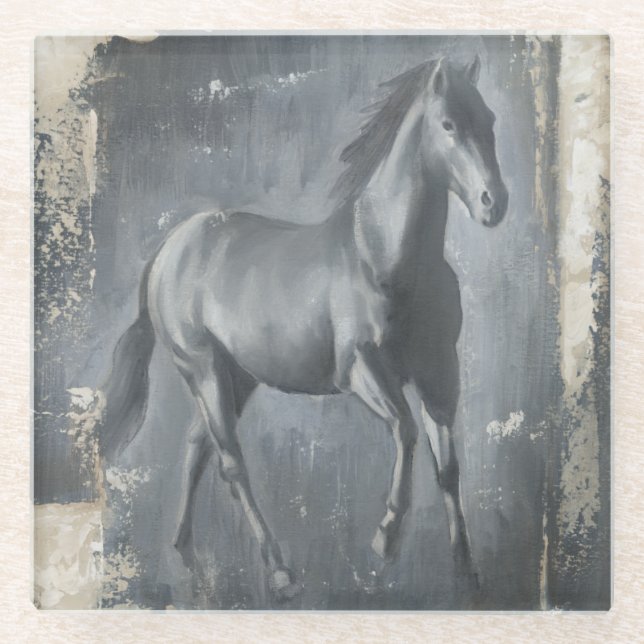 Dessous-de-verre En Verre Stallion noir (Devant)