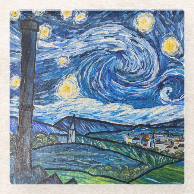 Dessous-de-verre En Verre Starry Night Belmont Lancashire (Devant)