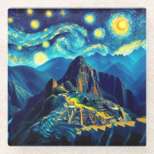 Dessous-de-verre En Verre Starry Night Machu Picchu Pérou