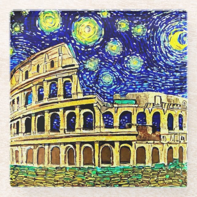 Dessous-de-verre En Verre Starry Night Rome Italie (Devant)