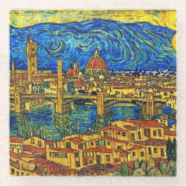 Dessous-de-verre En Verre Starry Starry Night Florence Italie (Devant)