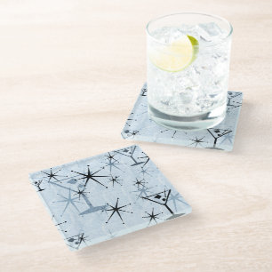 Dessous-de-verre En Verre Stars Retro Blue Martini