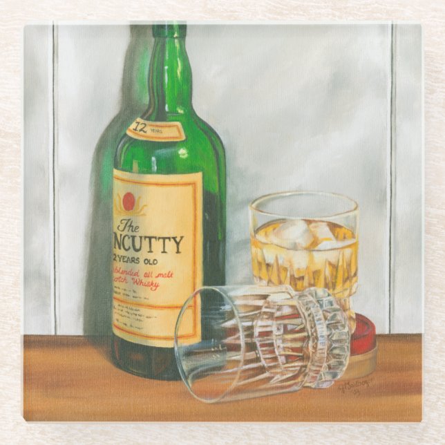 Dessous-de-verre En Verre Still Life with Scotch par Jennifer Goldberger (Devant)