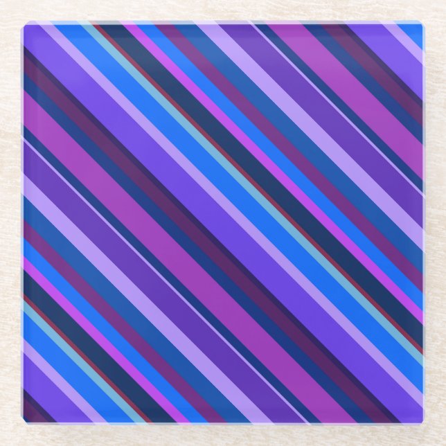 Dessous-de-verre En Verre stripes en bleu et purple (Devant)