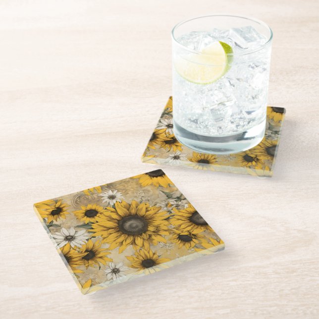 Dessous-de-verre En Verre Sunflower (Incliné)