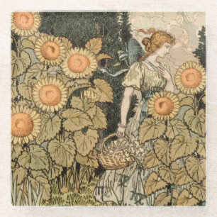 Dessous-de-verre En Verre Sunflower Art Nouveau Jardin Grasset Femme