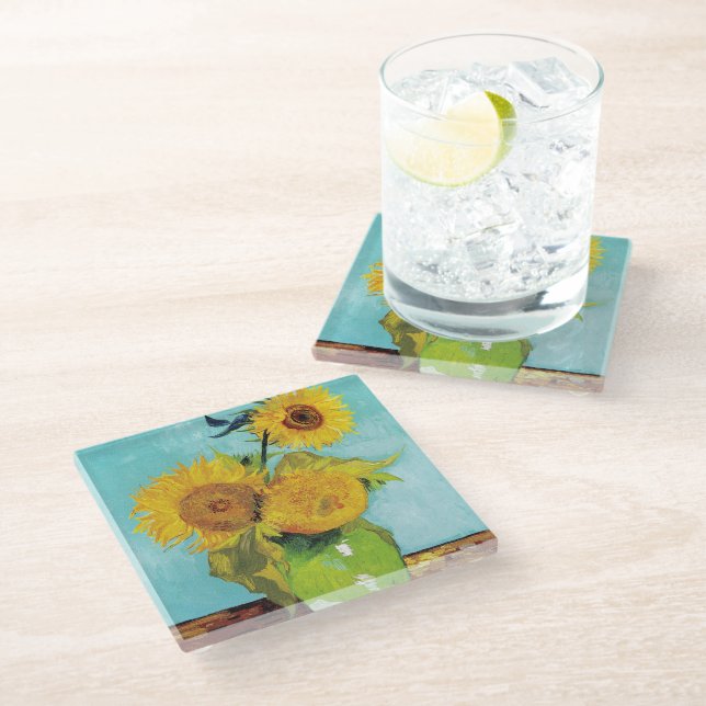 Dessous-de-verre En Verre Sunflowers Vincent van Gogh (Incliné)