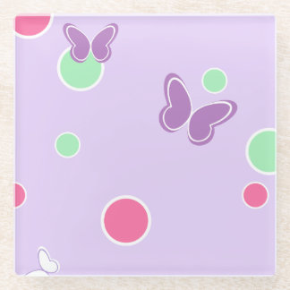 Dessous-de-verre En Verre sweet butterflies and polka dots