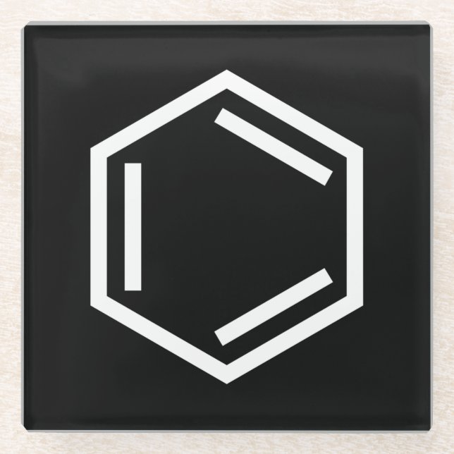 DESSOUS-DE-VERRE EN VERRE SYMBOLE D'ANNEAU BENZENE (Devant)
