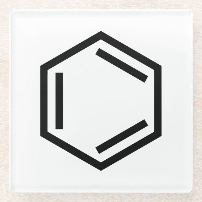 DESSOUS-DE-VERRE EN VERRE SYMBOLE D'ANNEAU BENZENE (Devant)