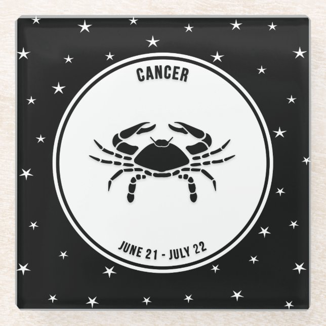 Dessous-de-verre En Verre Symbole de cancer Zodiac, Dessous de verre de verr (Devant)