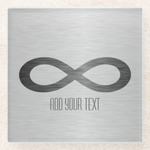 Dessous-de-verre En Verre Symbole d'infini sur la texture métallique de Faux