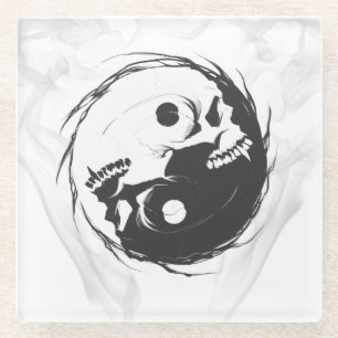Dessous-de-verre En Verre Symbole religieux de Dark Yin yang