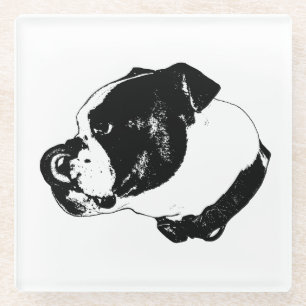 Dessous-de-verre En Verre Tapis de verre en dessin au trait Bulldog
