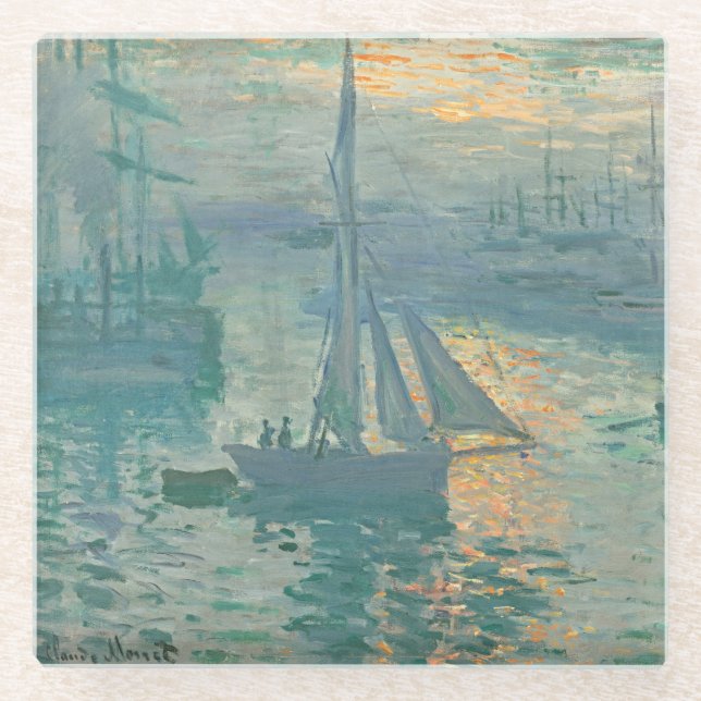 Dessous-de-verre En Verre Tapisserie de Monet Lever de Soleil pour bol (Devant)