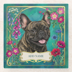 Dessous-de-verre En Verre Tapisserie Personnalisée de Bouledogue Français Br